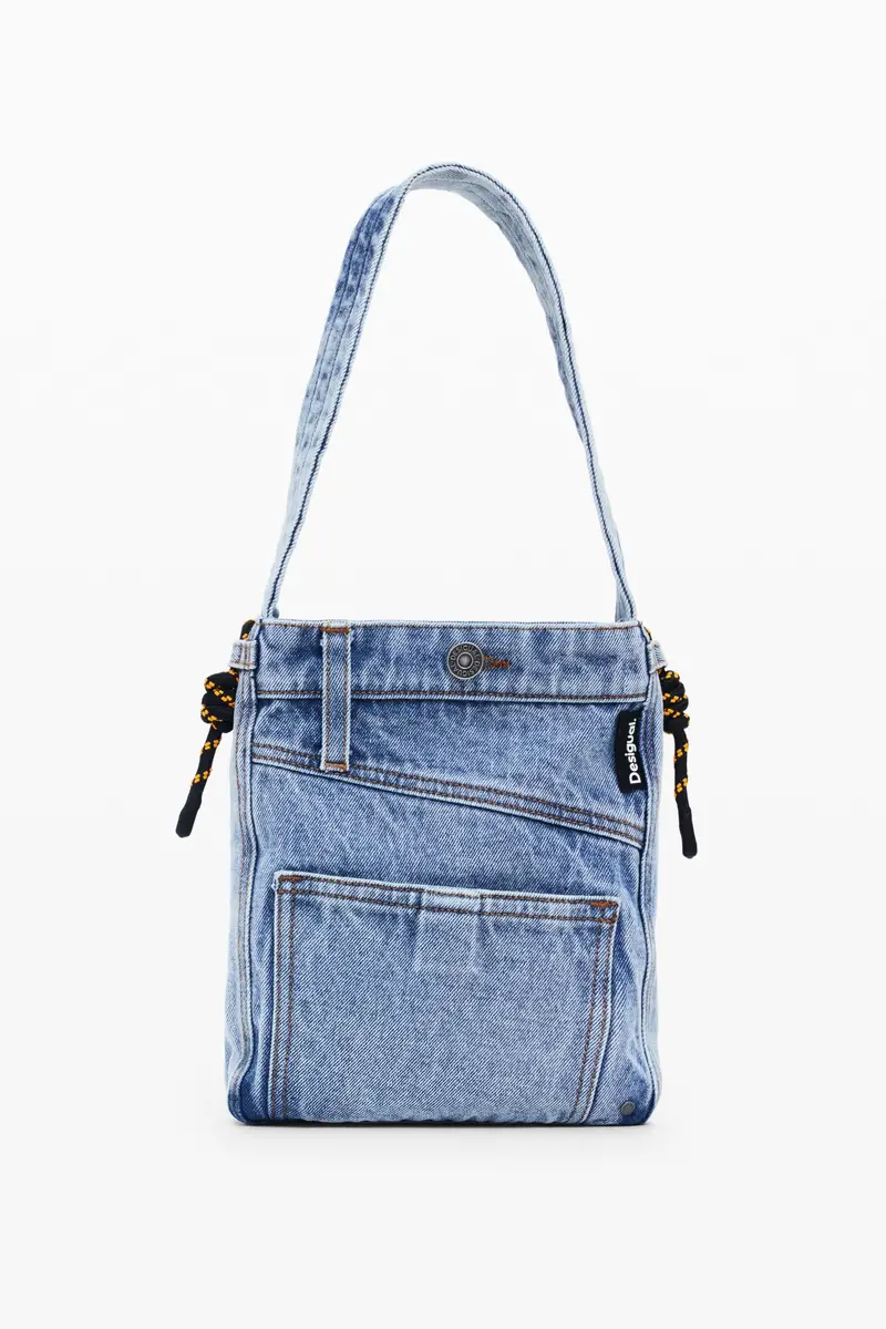 Borsa tote media in denim