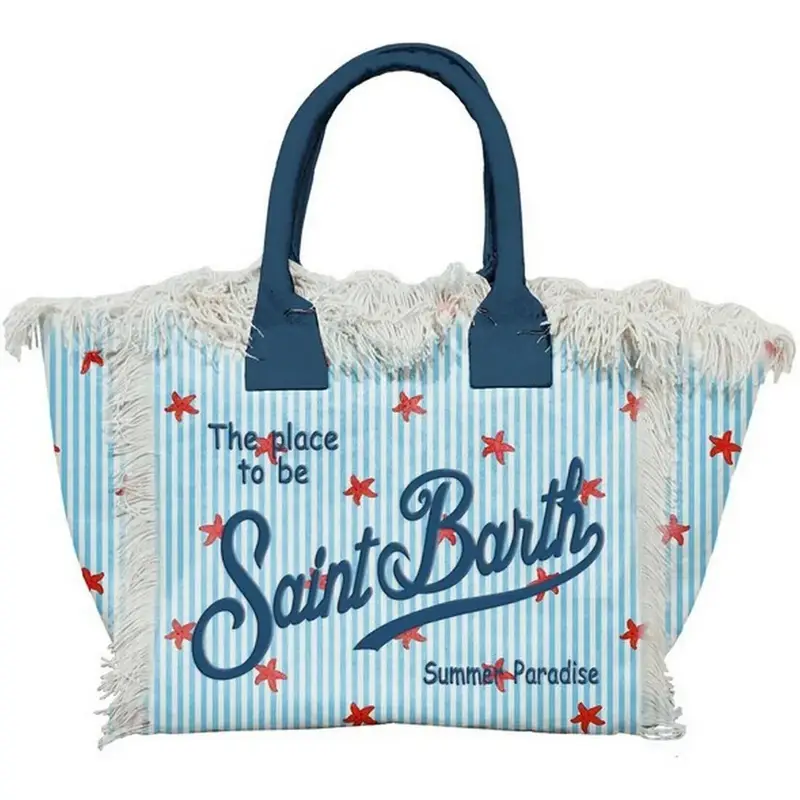 Borsa vanity mini con stelle marine azzurro