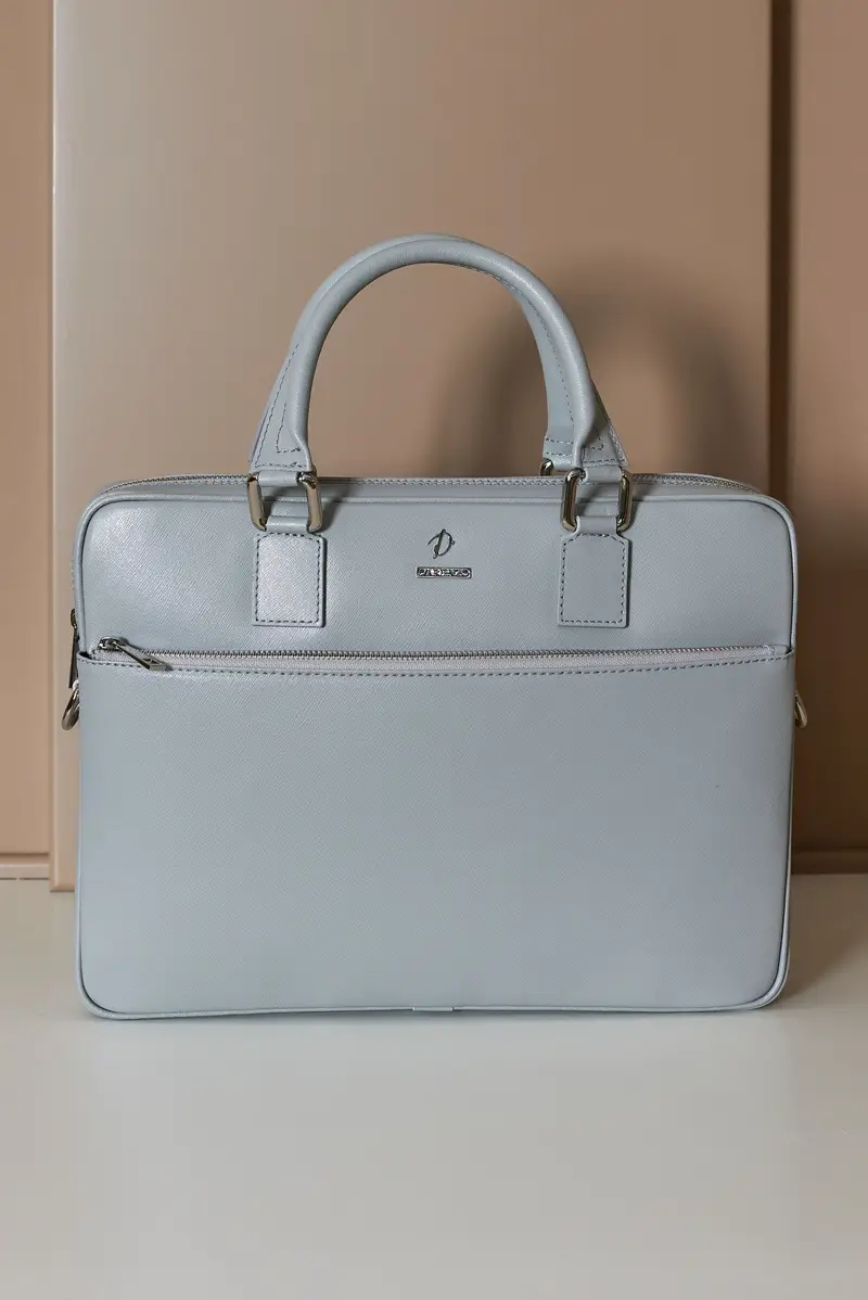 Borsa Ventiquattrore in pelle di vitello grigia saffiano tasca zip D'Arienzo, Seleziona Taglia Unica, Colore Grigio