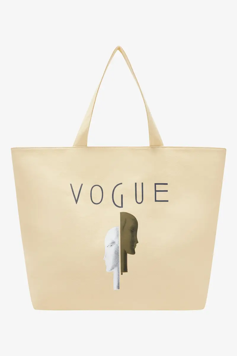 Borsa VOGUE Icons vaniglia con stampa della copertina sul fronte
