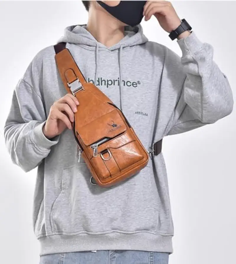 Hjkiopc Borsa a tracolla Uomo Marrone 1886174 miniatura 2