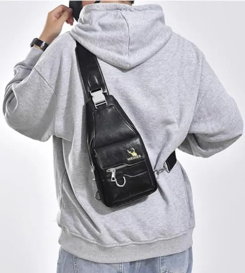 Hjkiopc Borsa a tracolla Uomo Nero 1886169 miniatura 2