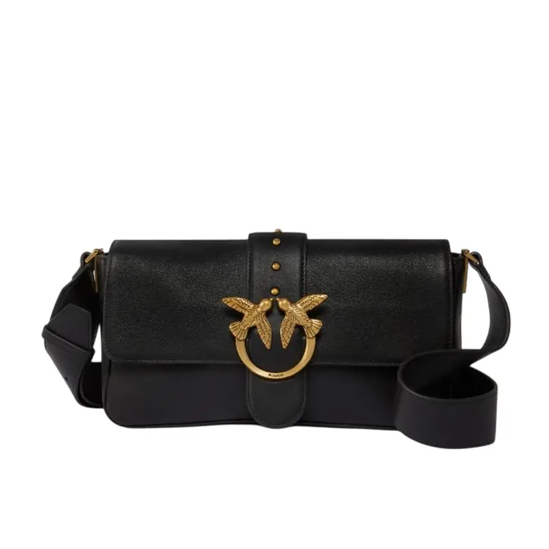 borse a spalla donna pinko - love one classic slouchy fl - nero