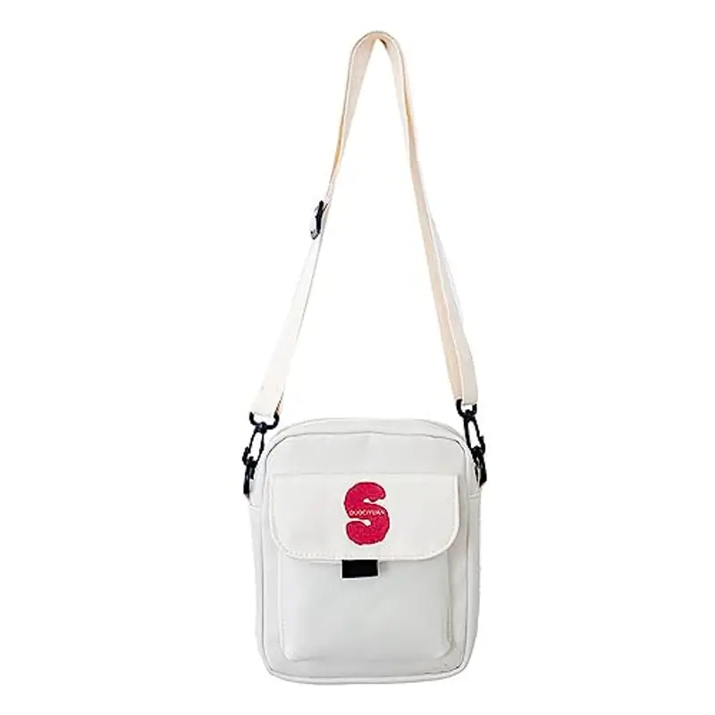 Borse A Tracota Per Spalla In Nylon Ragazzi Viaggiare Trasportando Cardina Quadrata Bianca/bianca Black Black Borse