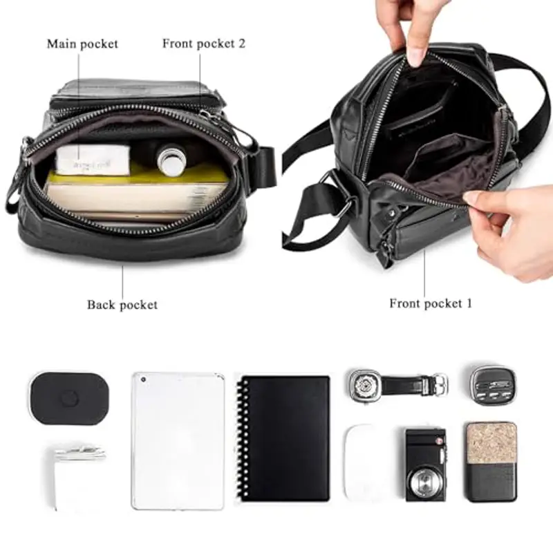 BAIGIO Borsa a tracolla Uomo Nero 816175 miniatura 3