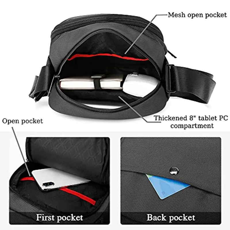 BAIGIO Borsa a tracolla Uomo Nero 1602806 miniatura 3