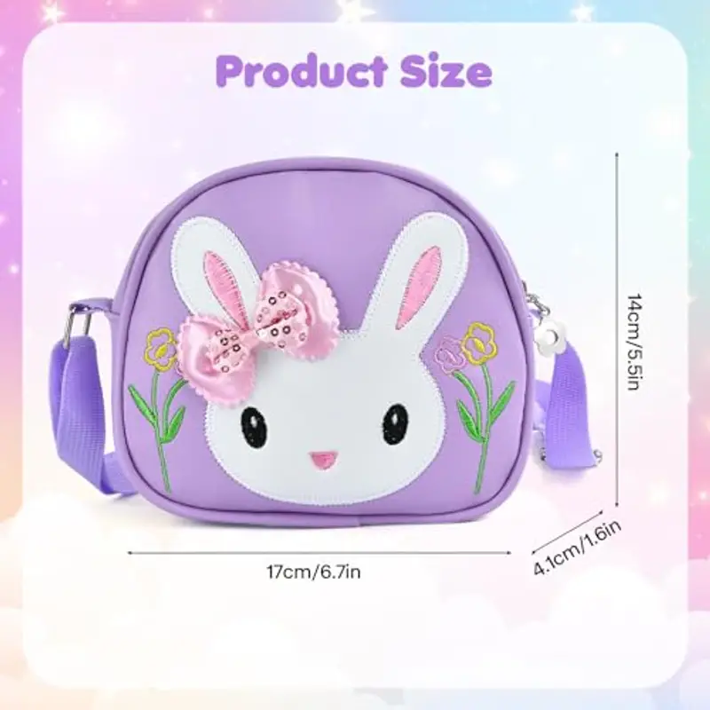 Borsetta per Bambina, Borsa Tracolla Ragazza, Borsetta per Bambini, Tracolla Regolabile, Borsa Coniglio Bambina per Bambini Ragazze miniatura 3
