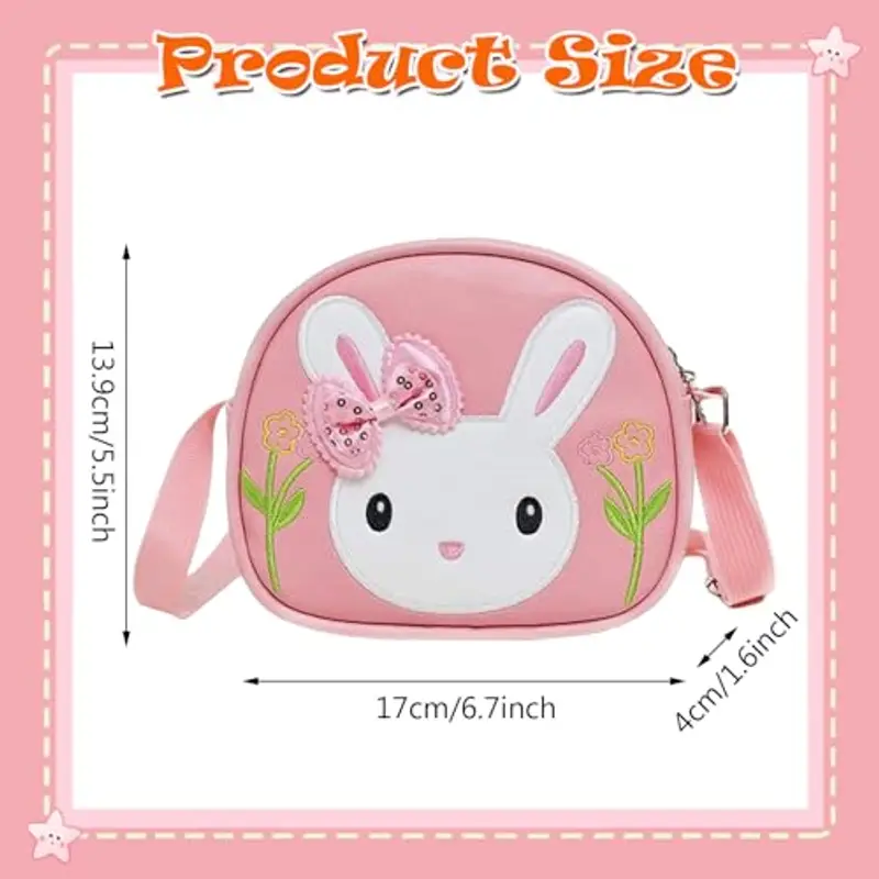 Borsetta per Bambina, Borsa Tracolla Ragazza, Borsetta per Bambini, Tracolla Regolabile, Borsa Coniglio Bambina per Bambini Ragazze miniatura 3
