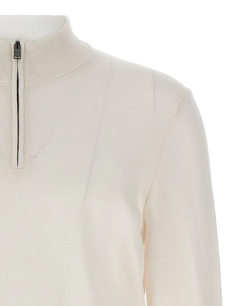 Boss Maglione bianco con zip miniatura 3