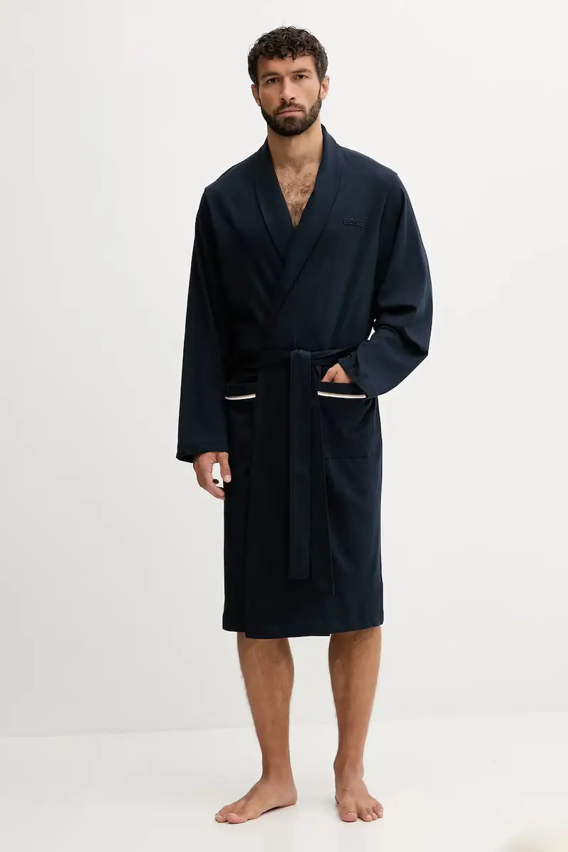 accappatoio in cotone colore blu navy 50545943 miniatura 2