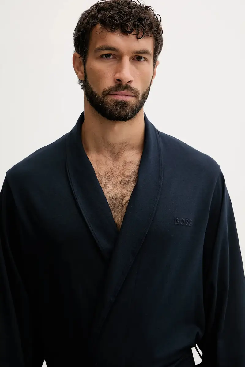 accappatoio in cotone colore blu navy 50545943 miniatura 4