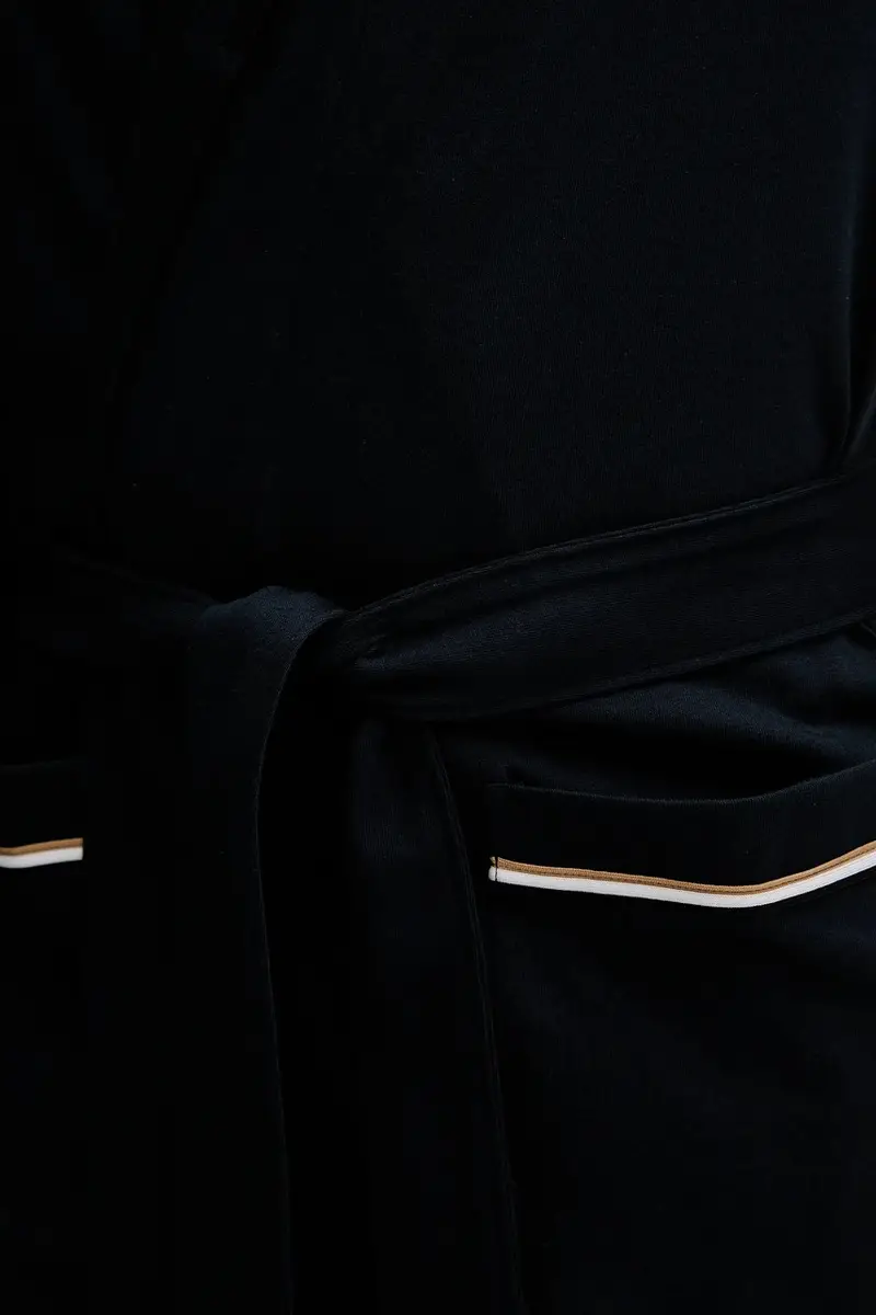 accappatoio in cotone colore blu navy 50545943 miniatura 5