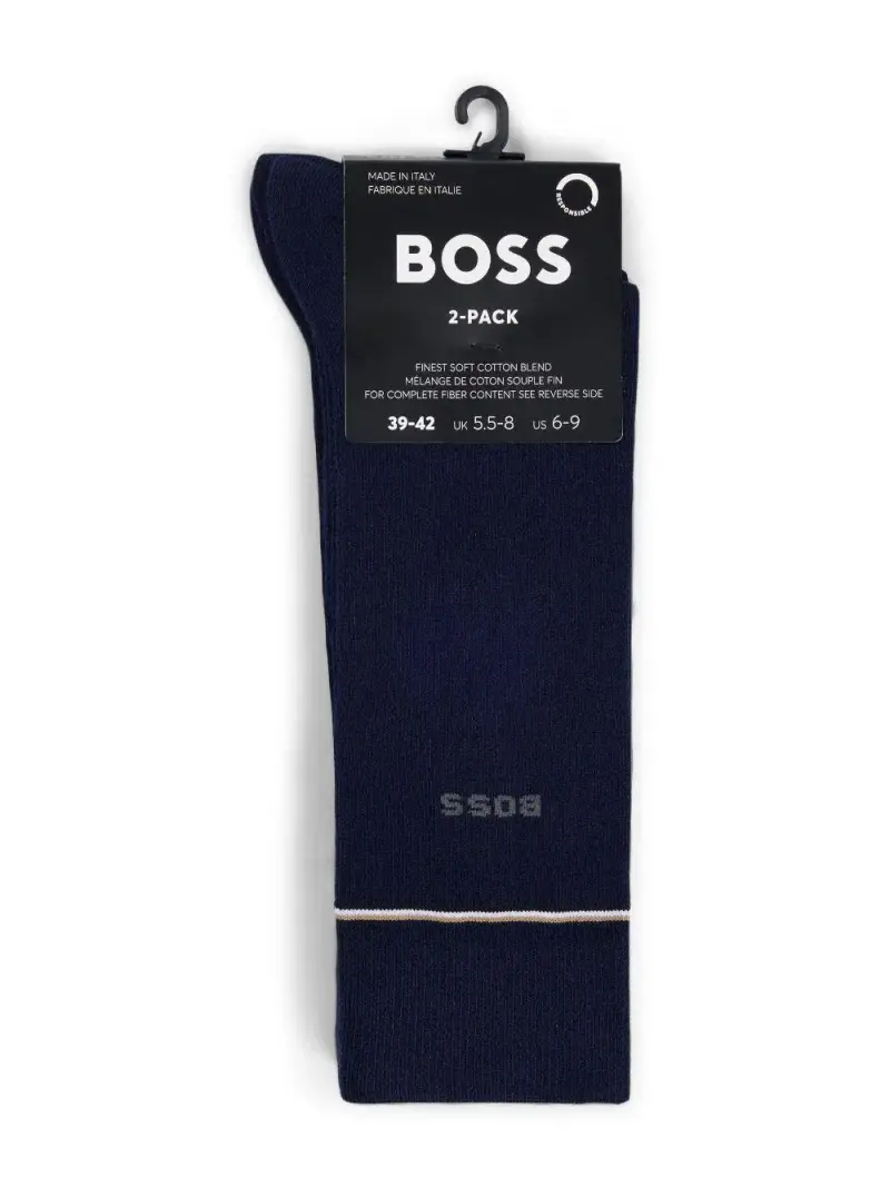 Calzini blu scuro orli logati miniatura 2