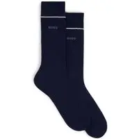 Calzini blu scuro orli logati miniatura 4