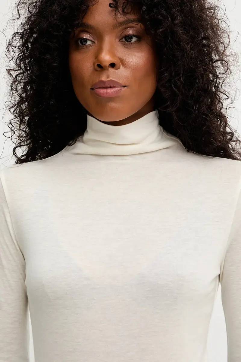 camicetta a maniche lunghe con lana colore beige 50550639 miniatura 4