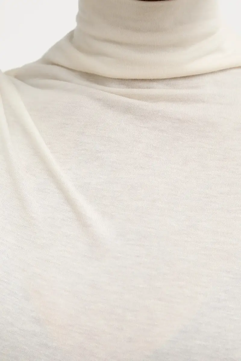 camicetta a maniche lunghe con lana colore beige 50550639 miniatura 5