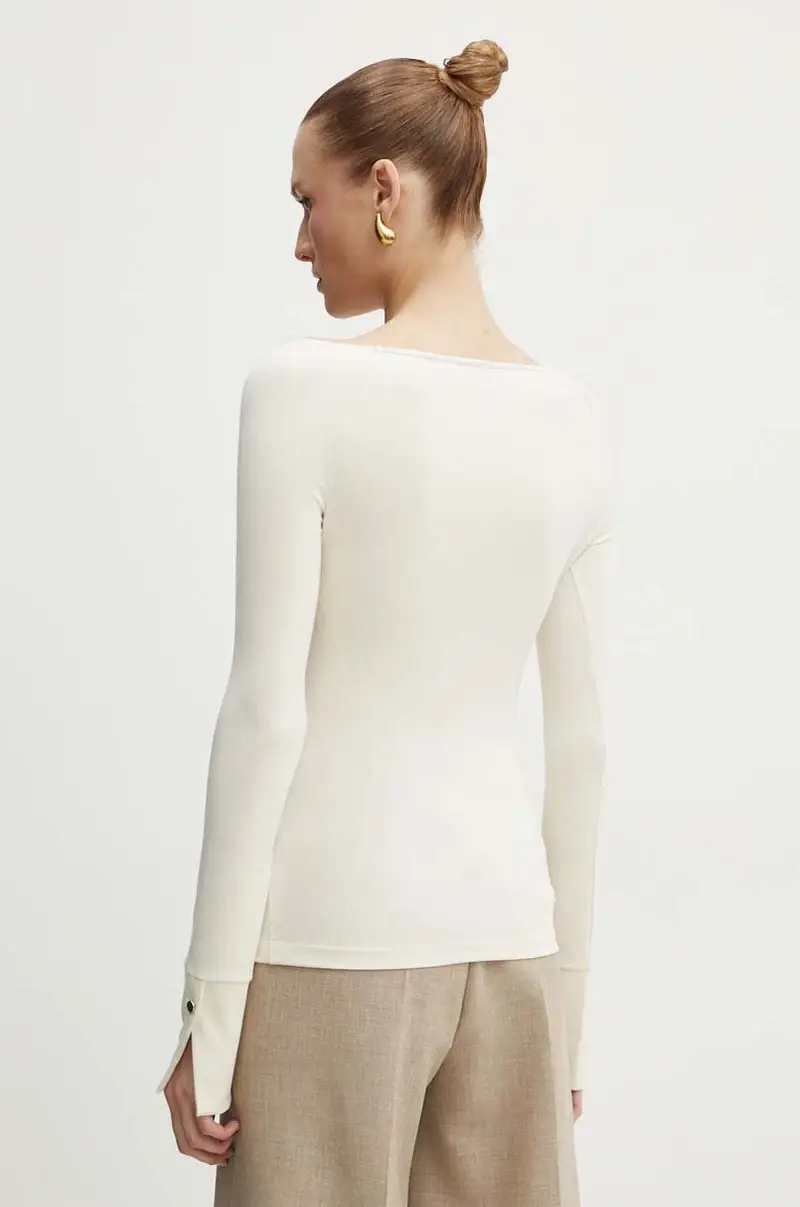 camicia a maniche lunghe donna colore beige miniatura 3