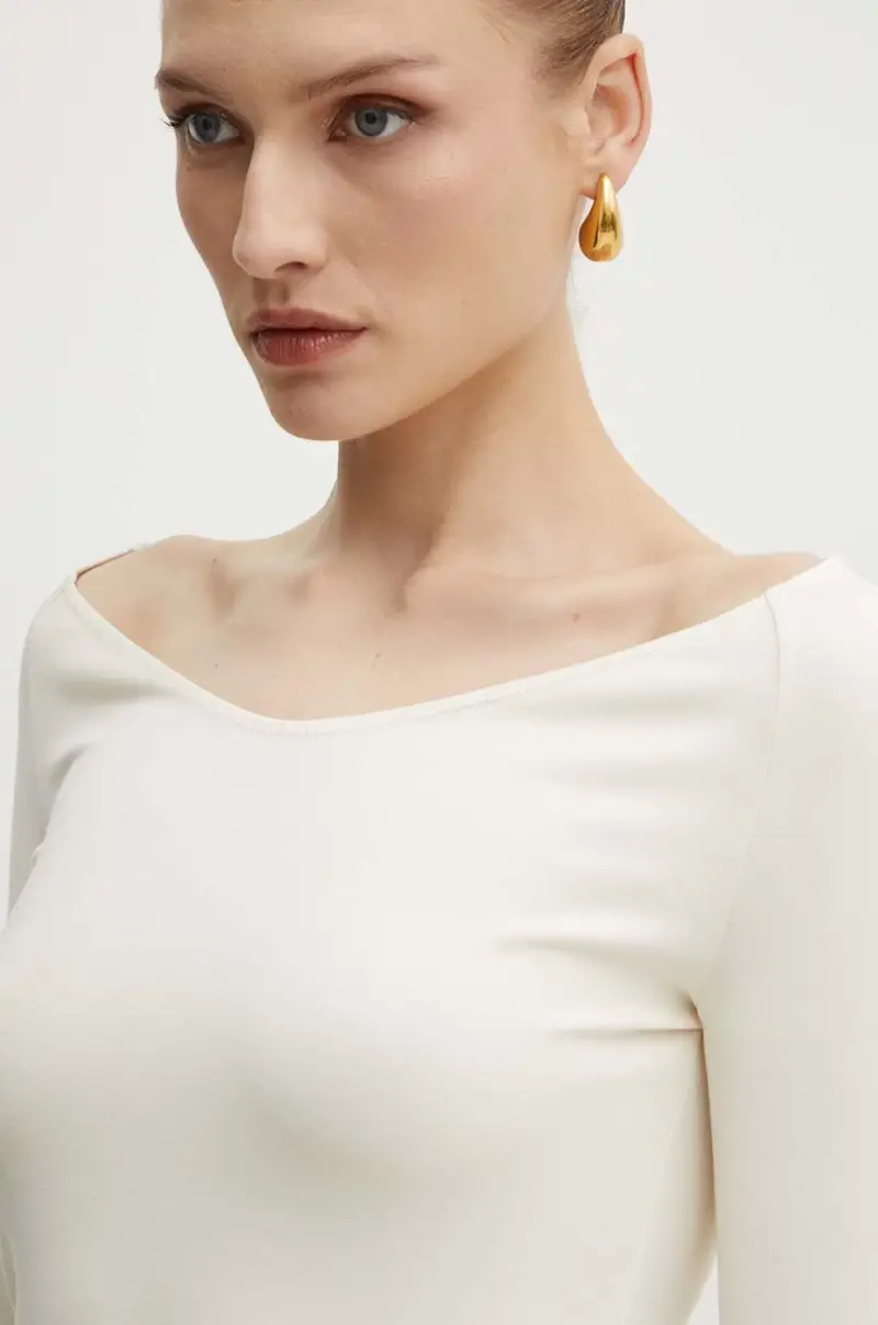 camicia a maniche lunghe donna colore beige miniatura 5