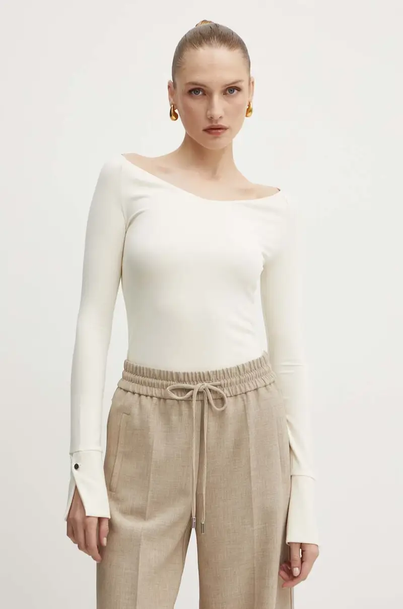 camicia a maniche lunghe donna colore beige