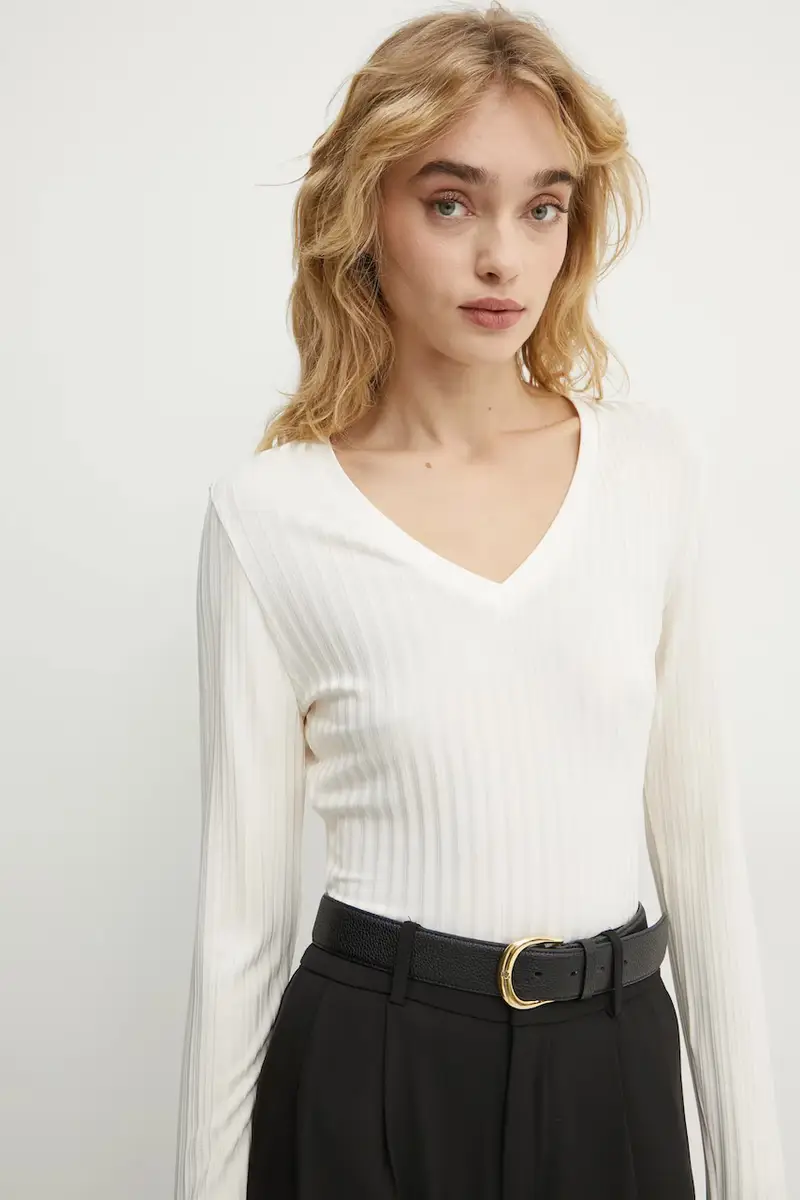 camicia a maniche lunghe donna colore beige 50532052 miniatura 4