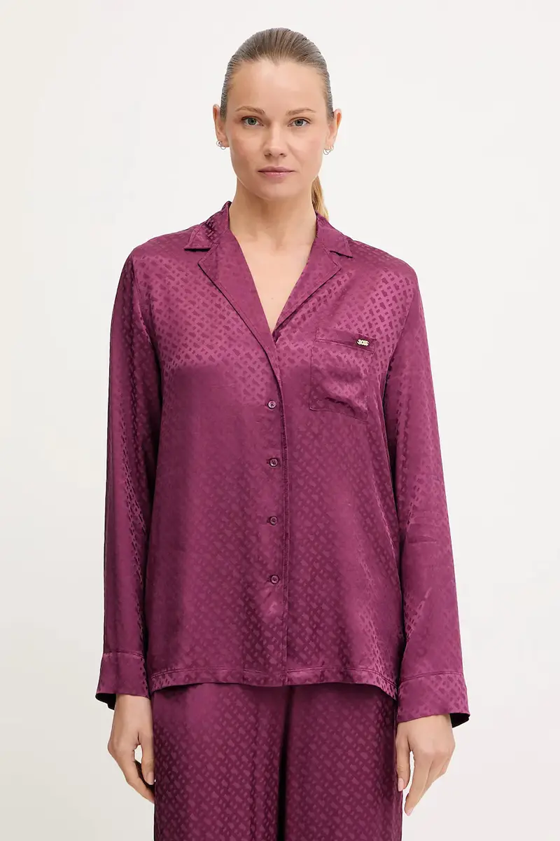 camicia da pigiama donna colore nero 50527255 Violetto