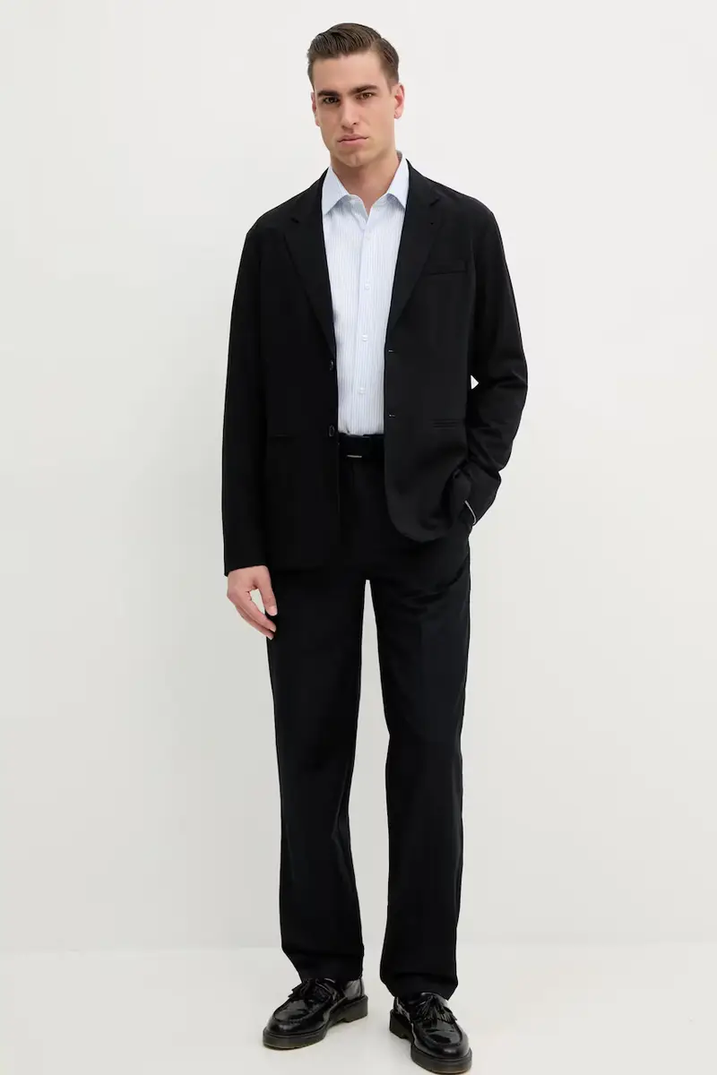 camicia di lino colore blu 50539206 miniatura 2