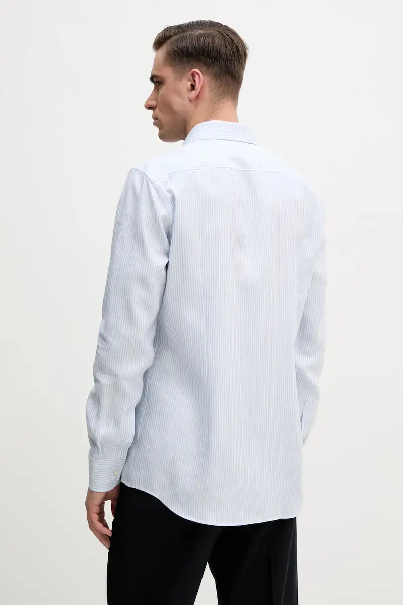 camicia di lino colore blu 50539206 miniatura 3