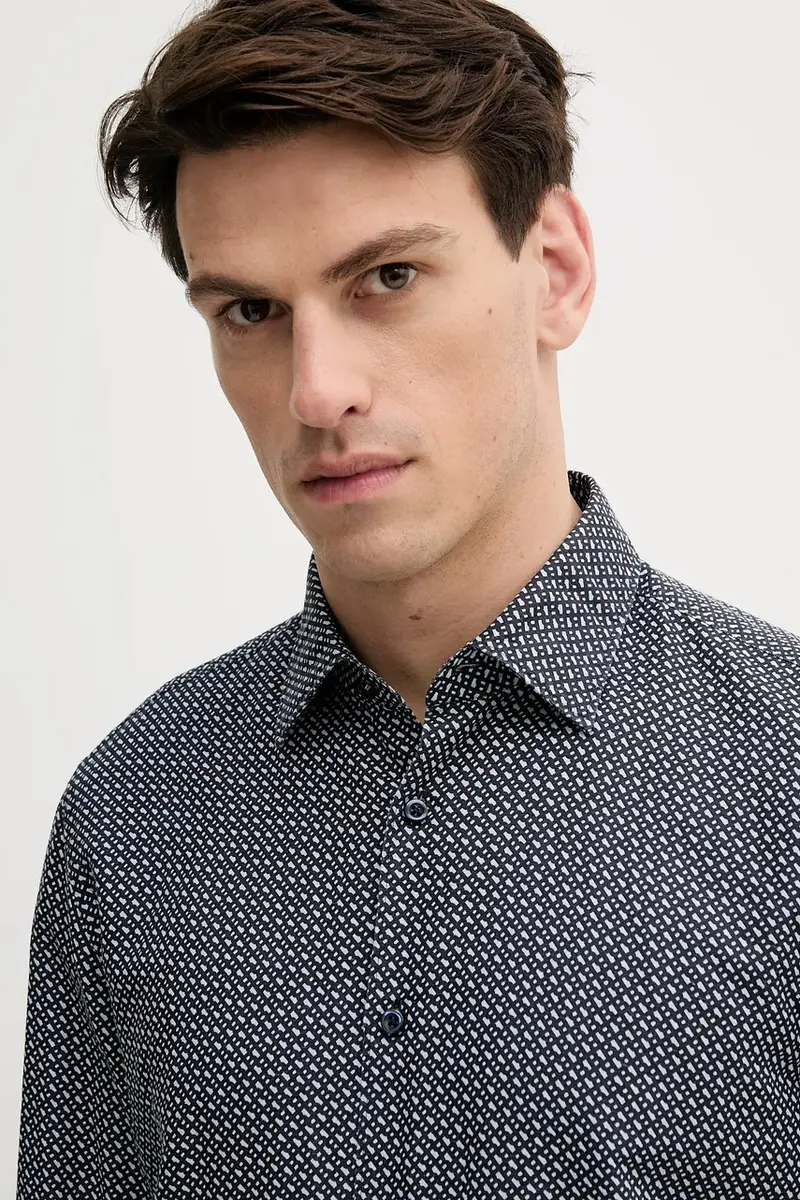 camicia di lino uomo colore blu navy 50539532 miniatura 4