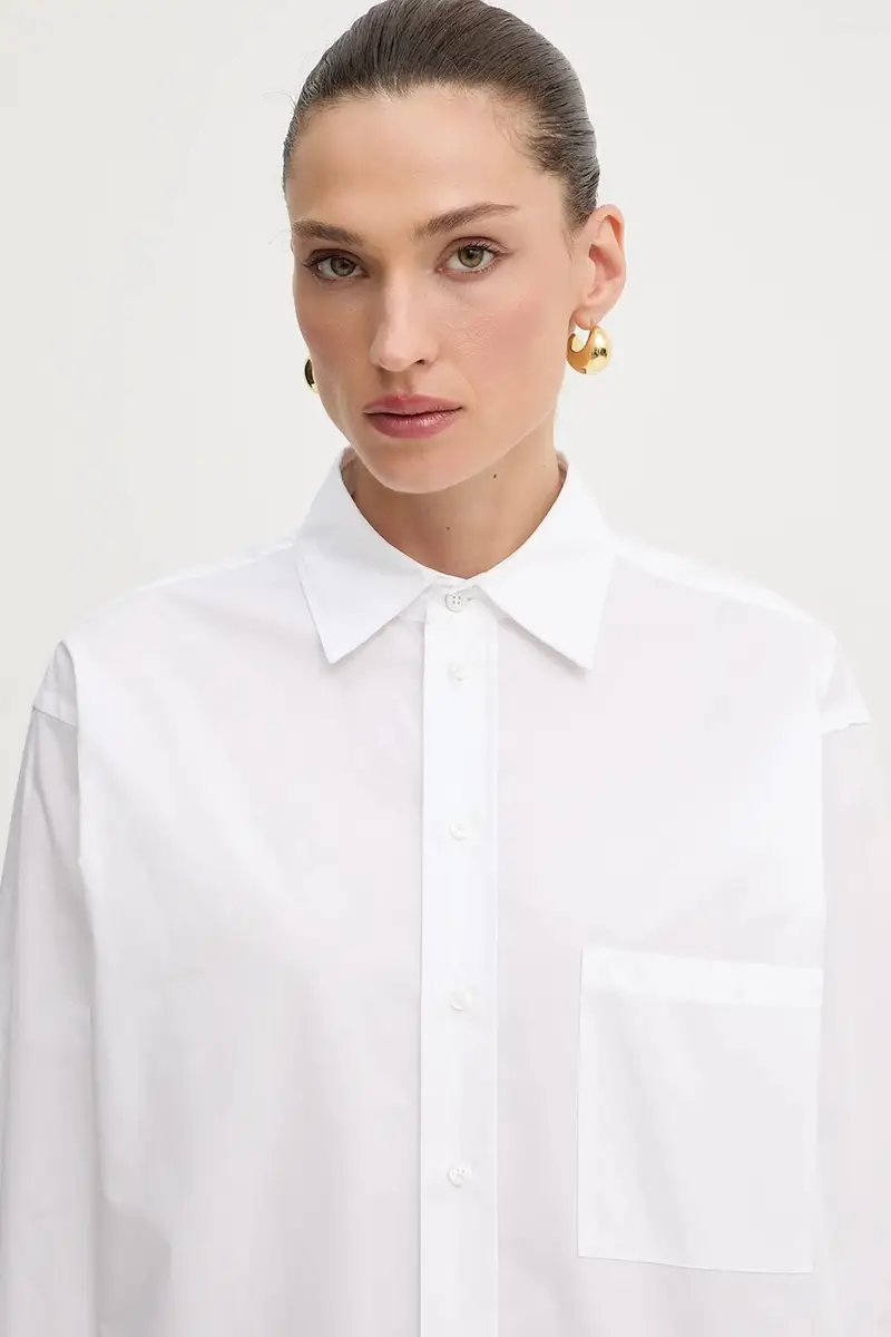 camicia in cotone donna colore bianco 50543800 miniatura 4