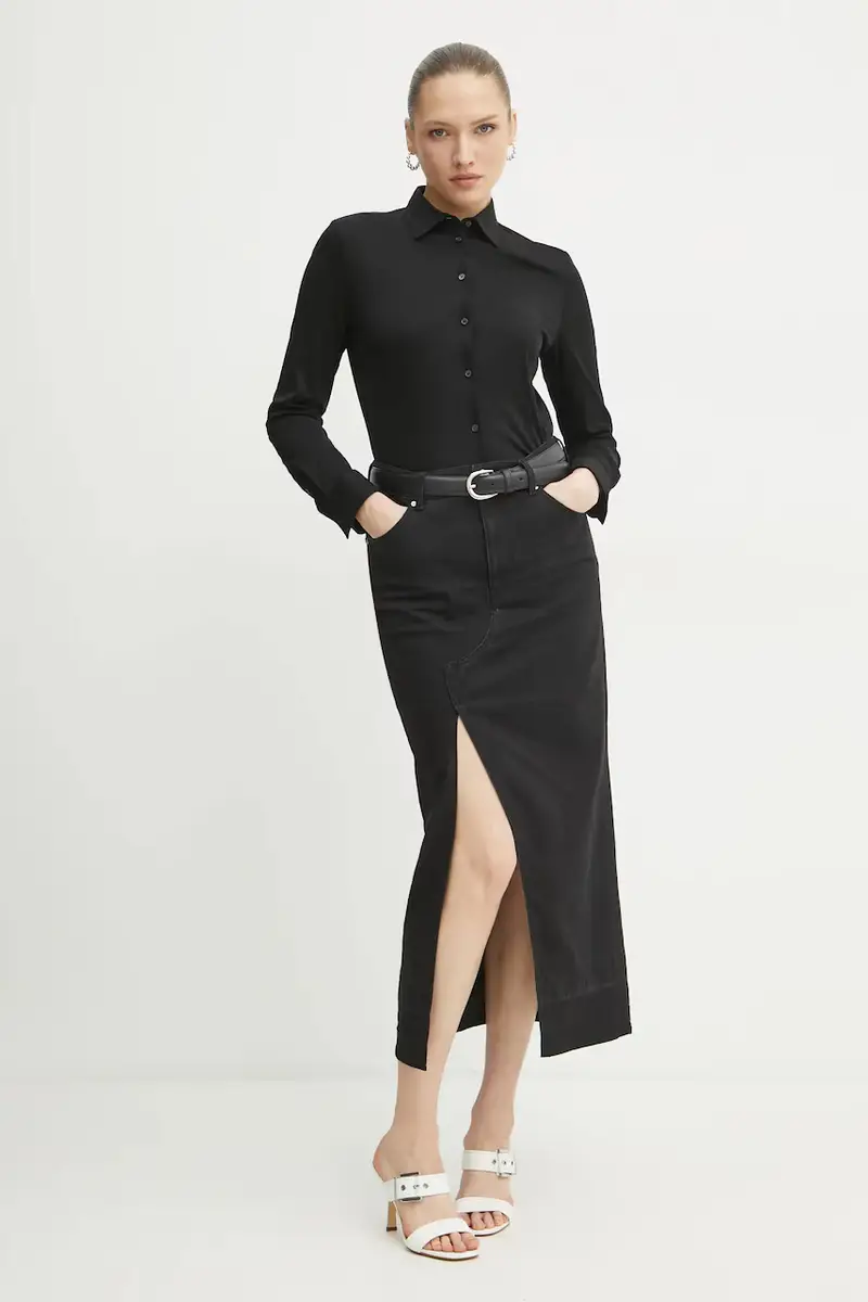 camicia in cotone donna colore nero 50531518 miniatura 2