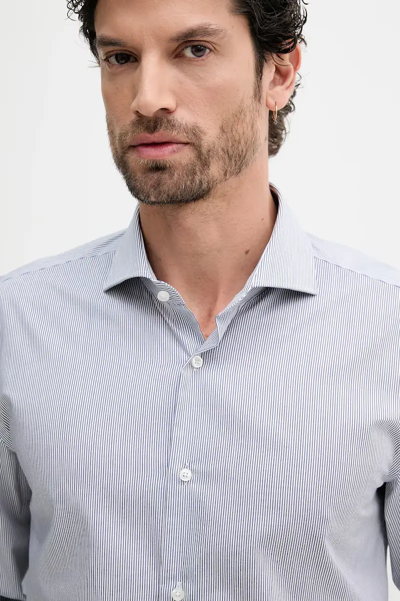 camicia in cotone uomo colore blu navy 50545826 miniatura 4