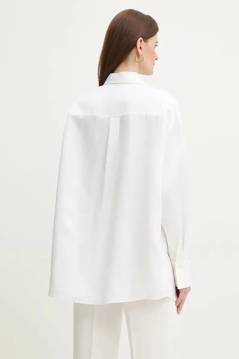 camicia in lino misto donna colore bianco 50535297 miniatura 3