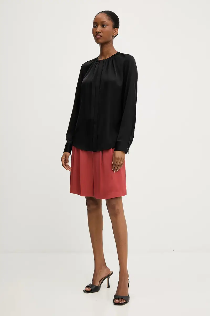 camicia in seta colore blu 50538481 Nero miniatura 2