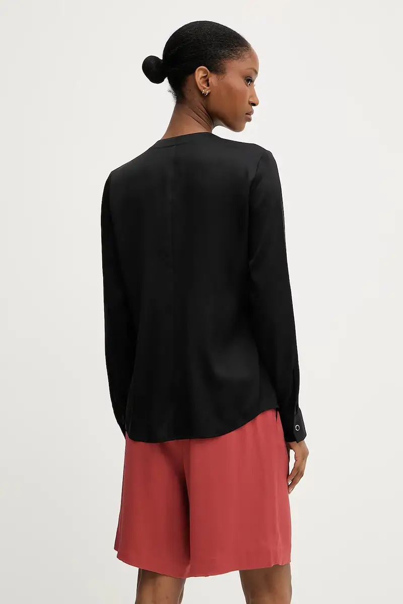 camicia in seta colore blu 50538481 Nero miniatura 3