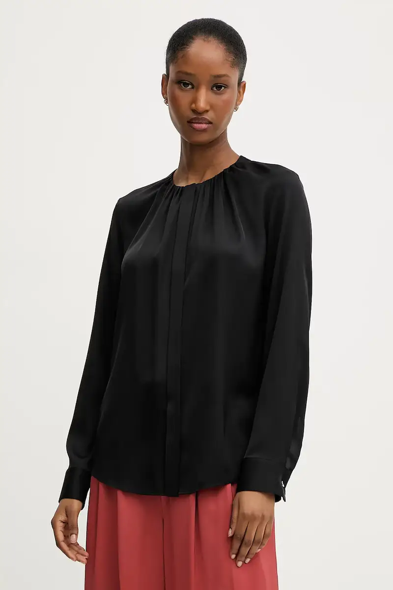 camicia in seta colore blu 50538481 Nero