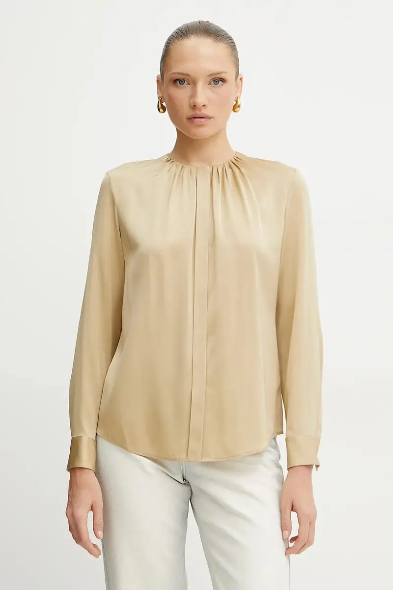 camicia in seta donna colore turchese 50538481 Beige