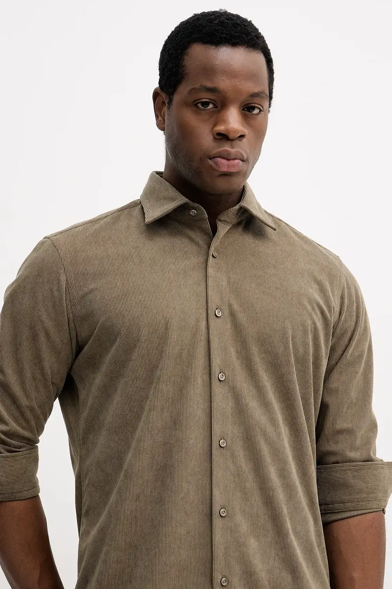 camicia in velluto a coste P-JOE-kent-C1-222 uomo 50550679 Verde miniatura 4