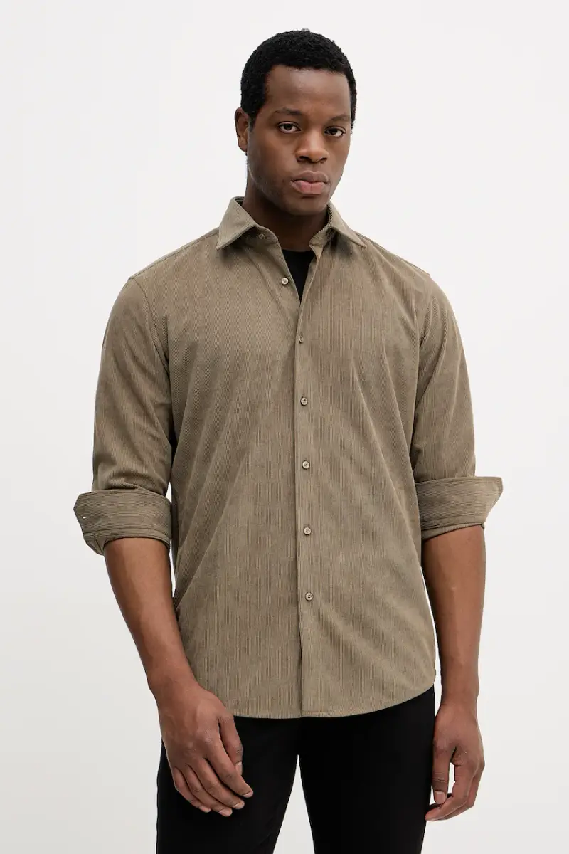 camicia in velluto a coste P-JOE-kent-C1-222 uomo 50550679 Verde