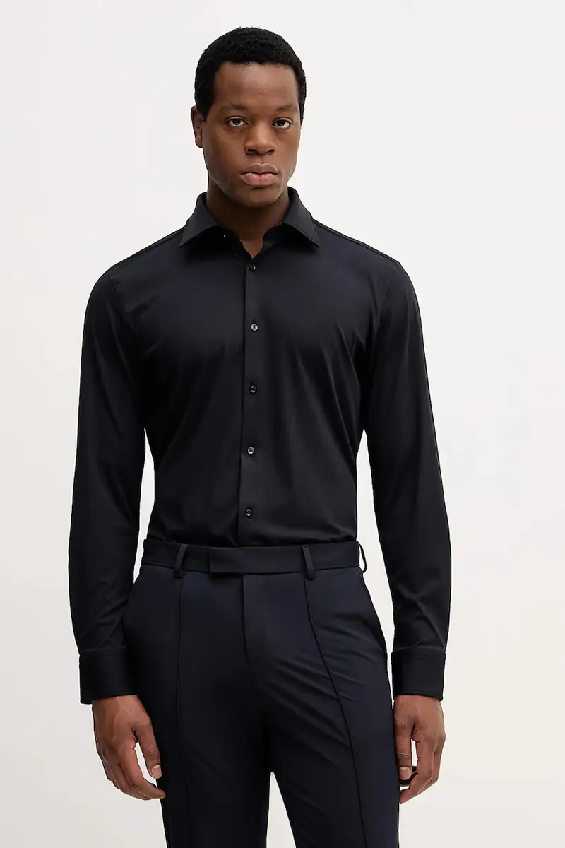 camicia P-HANK-kent-C1-222 uomo colore blu navy 50550068