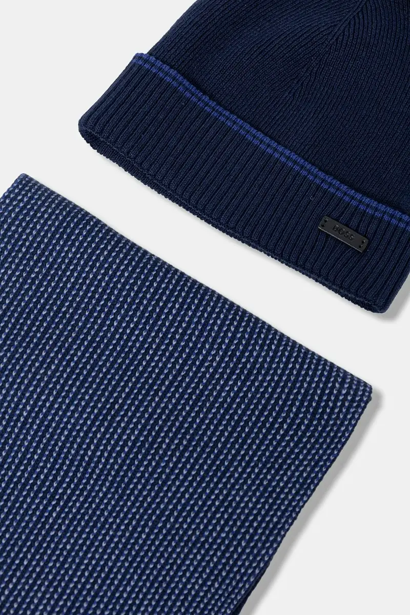 cappello e sciarpa con lana Hernesto_SET colore blu navy 50548858 miniatura 4