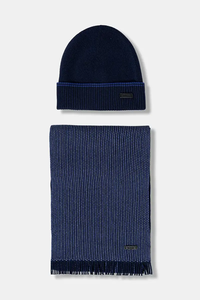 cappello e sciarpa con lana Hernesto_SET colore blu navy 50548858