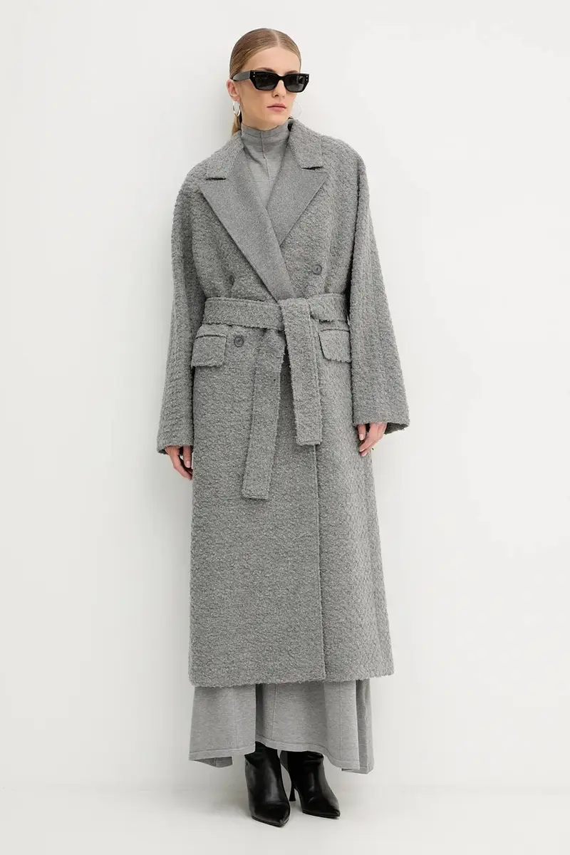 cappotto con lana colore grigio 50548338 miniatura 2