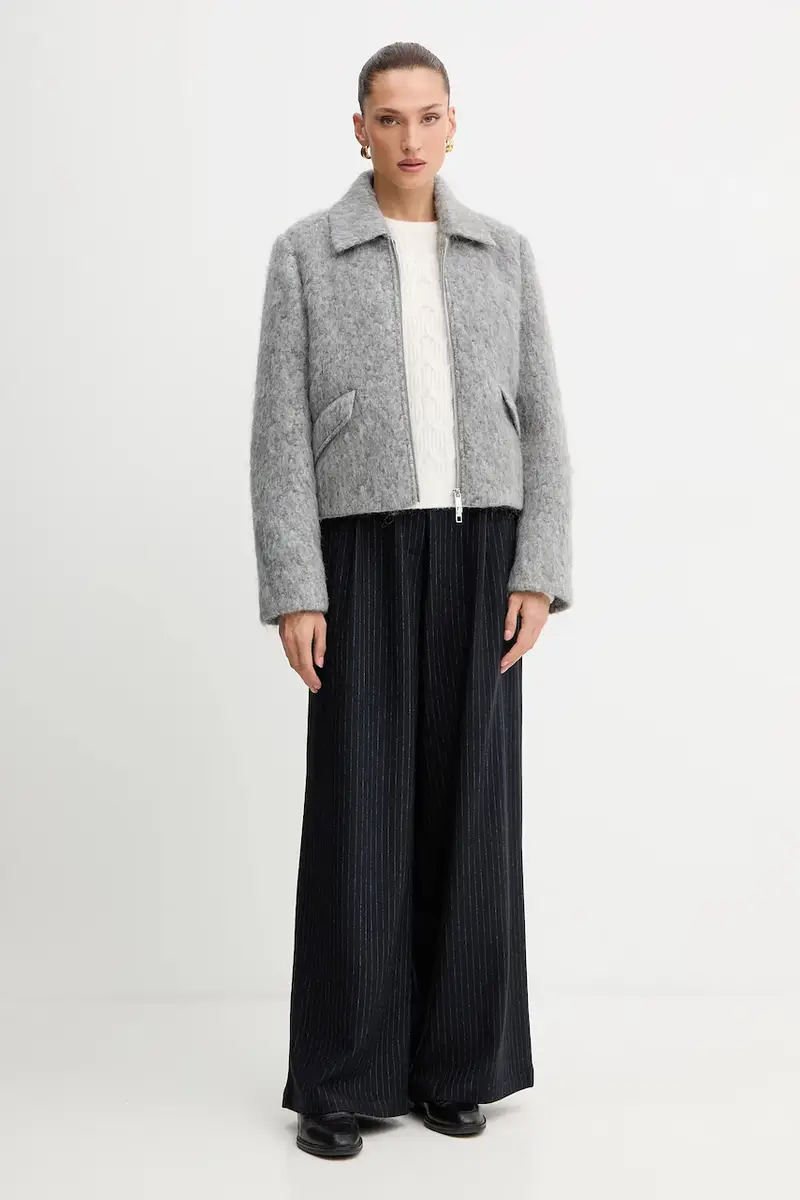 cappotto con lana colore grigio 50548767 miniatura 2