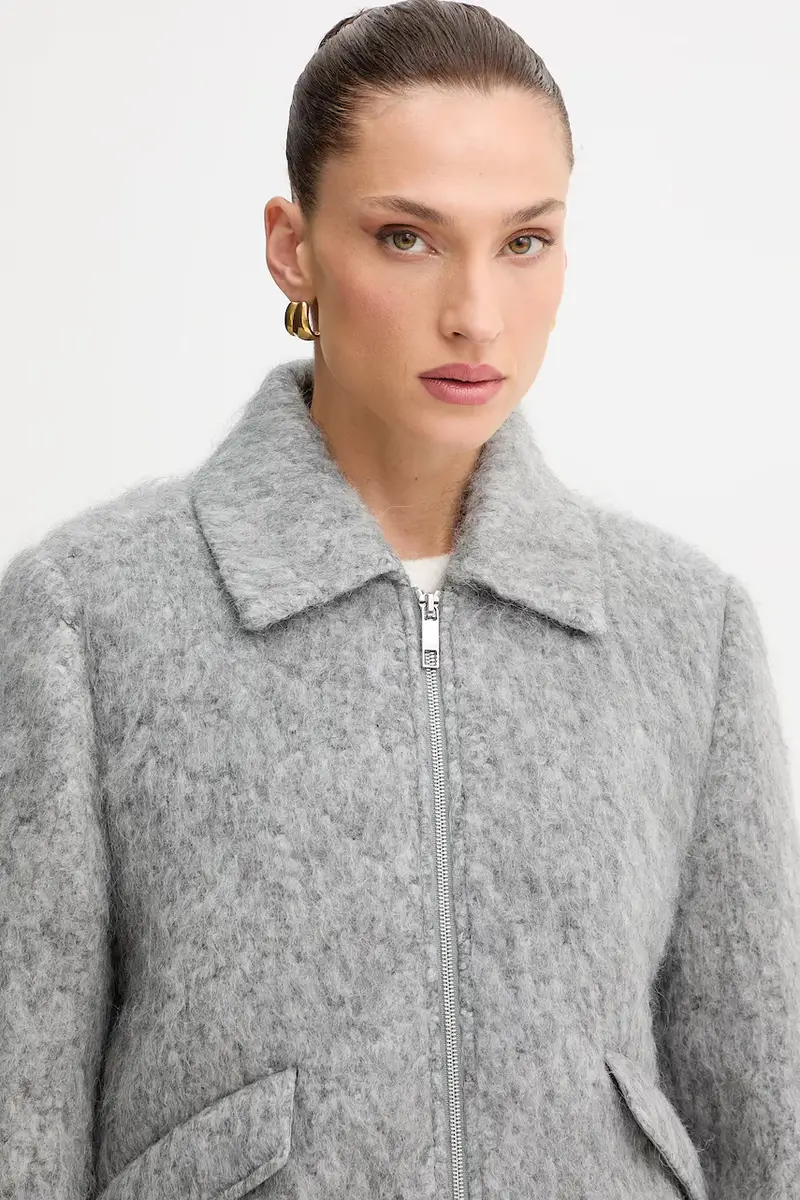 cappotto con lana colore grigio 50548767 miniatura 4