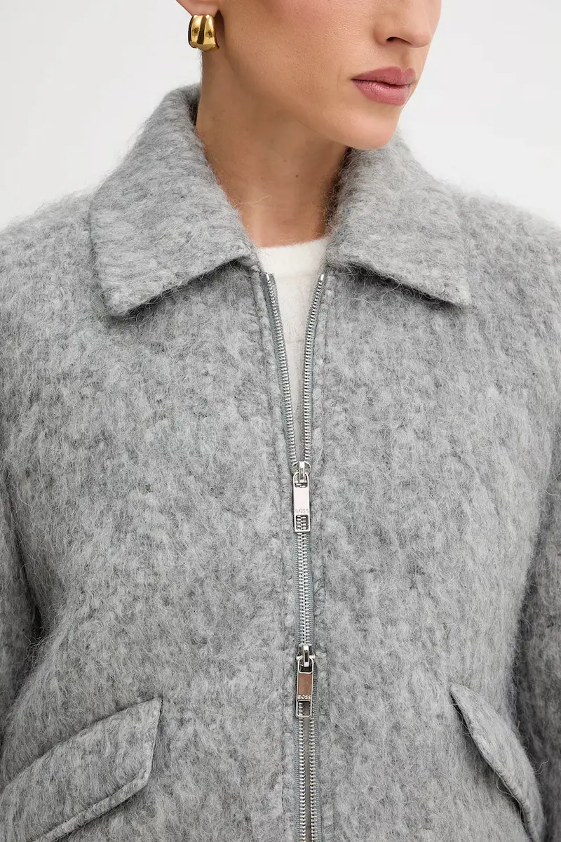 cappotto con lana colore grigio 50548767 miniatura 5