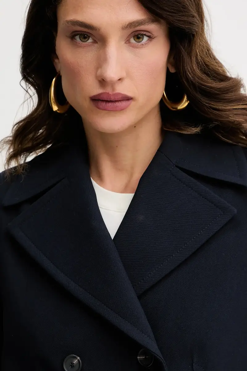 cappotto in cotone donna colore blu navy 50541523 miniatura 4