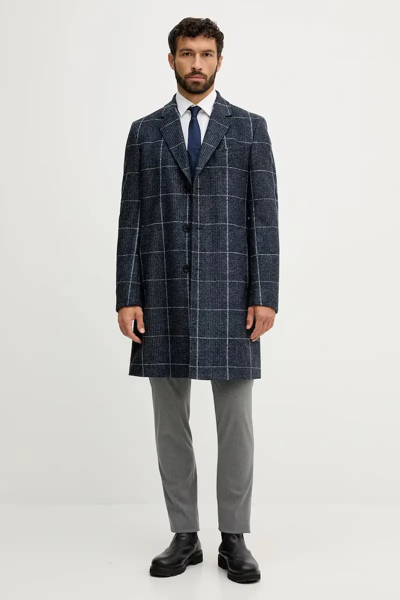 cappotto in lana colore blu navy 50551092 miniatura 2