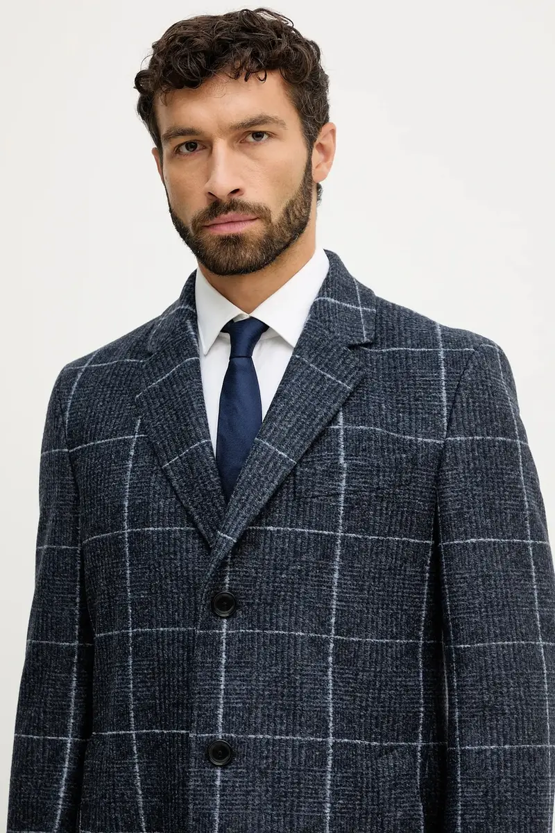 cappotto in lana colore blu navy 50551092 miniatura 4