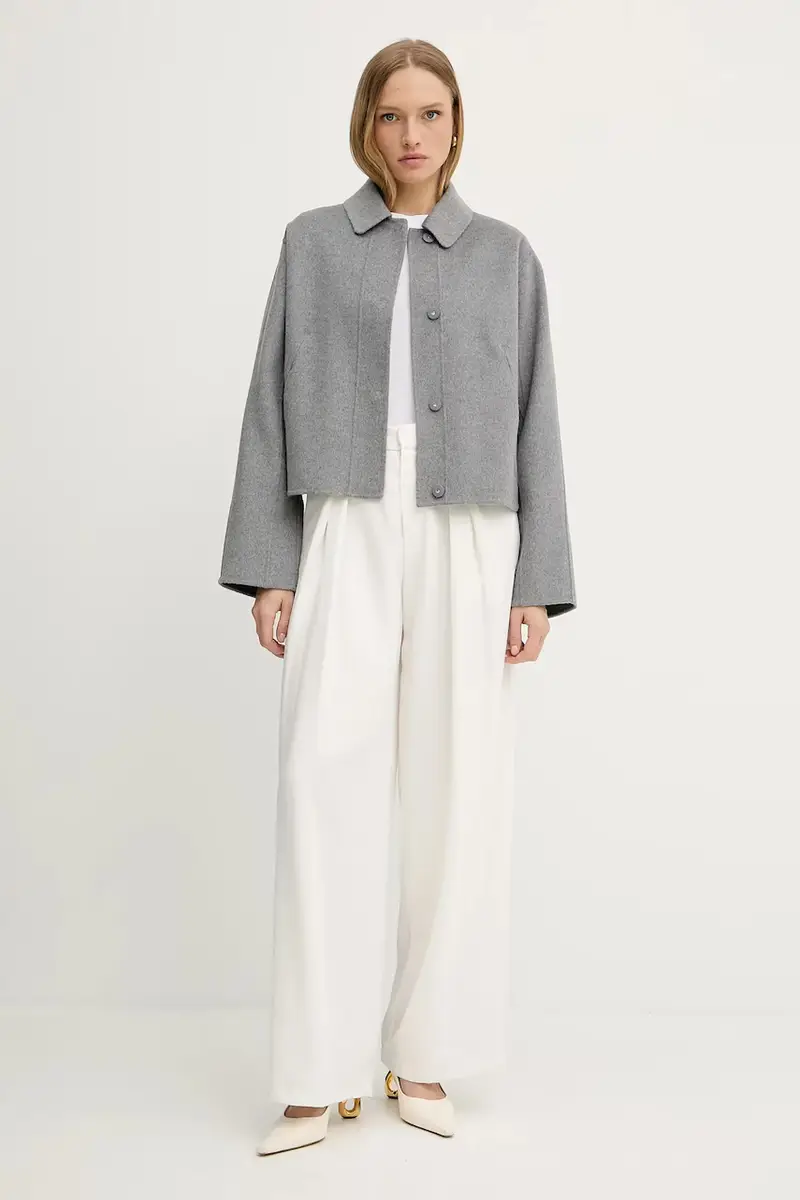 cappotto in lana donna colore grigio 50543170 miniatura 2