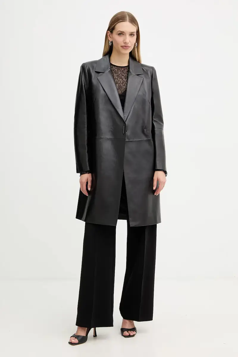 cappotto in pelle Sonnet Nero miniatura 2